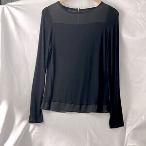 The Limited Black silky sheer neck and bottom area blouse